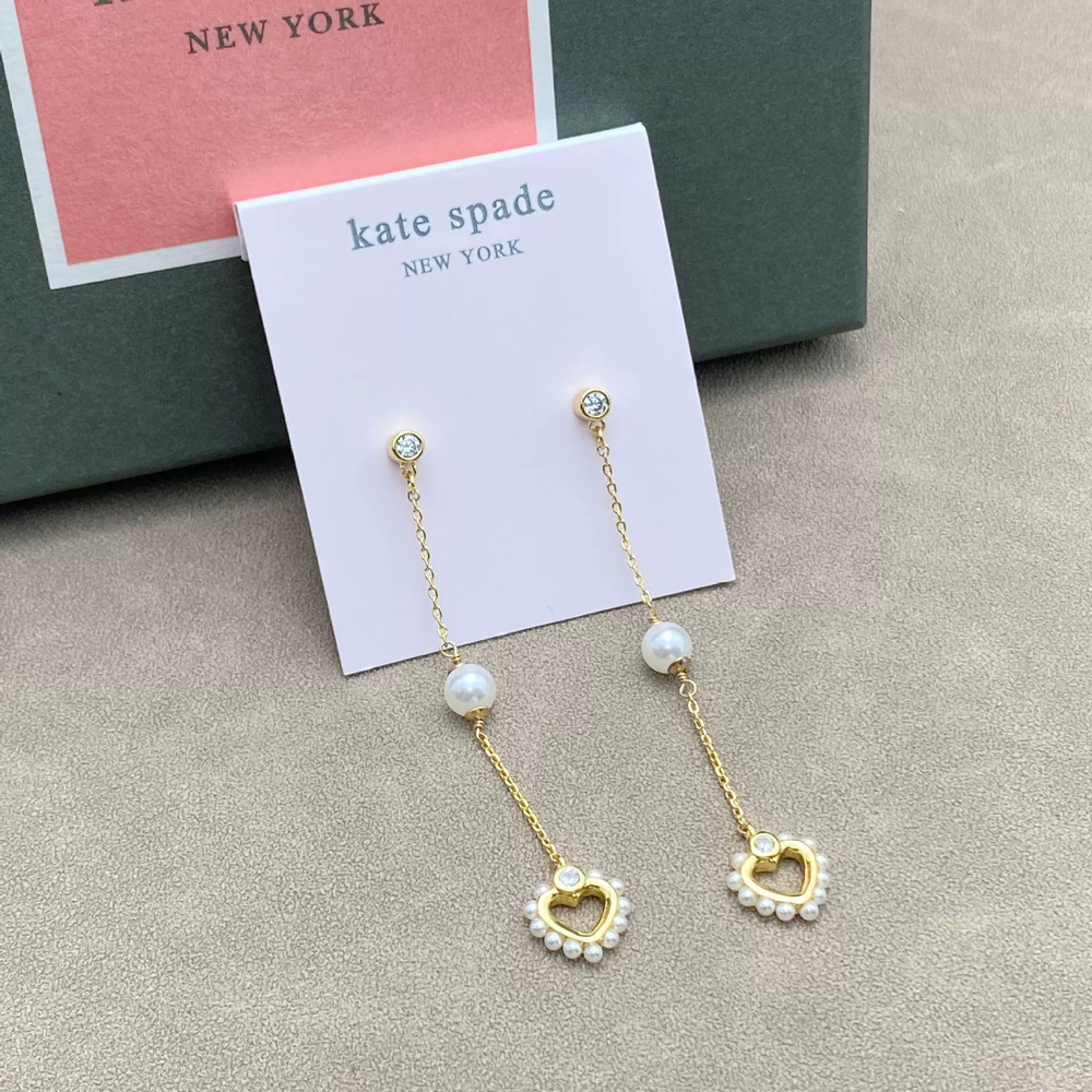 kate spade Pearl Zircon Heart Long Earrings